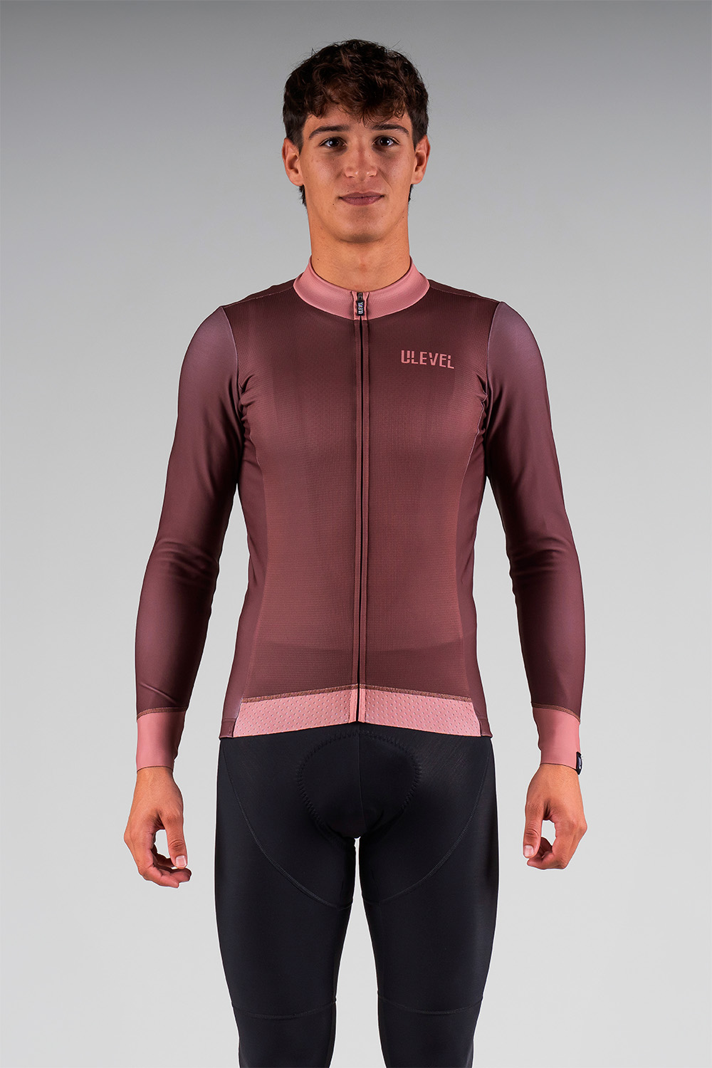 ancares_choco_frente Maillot ciclismo manga larga hombre ANCARES Chocolate - Imagen 1
